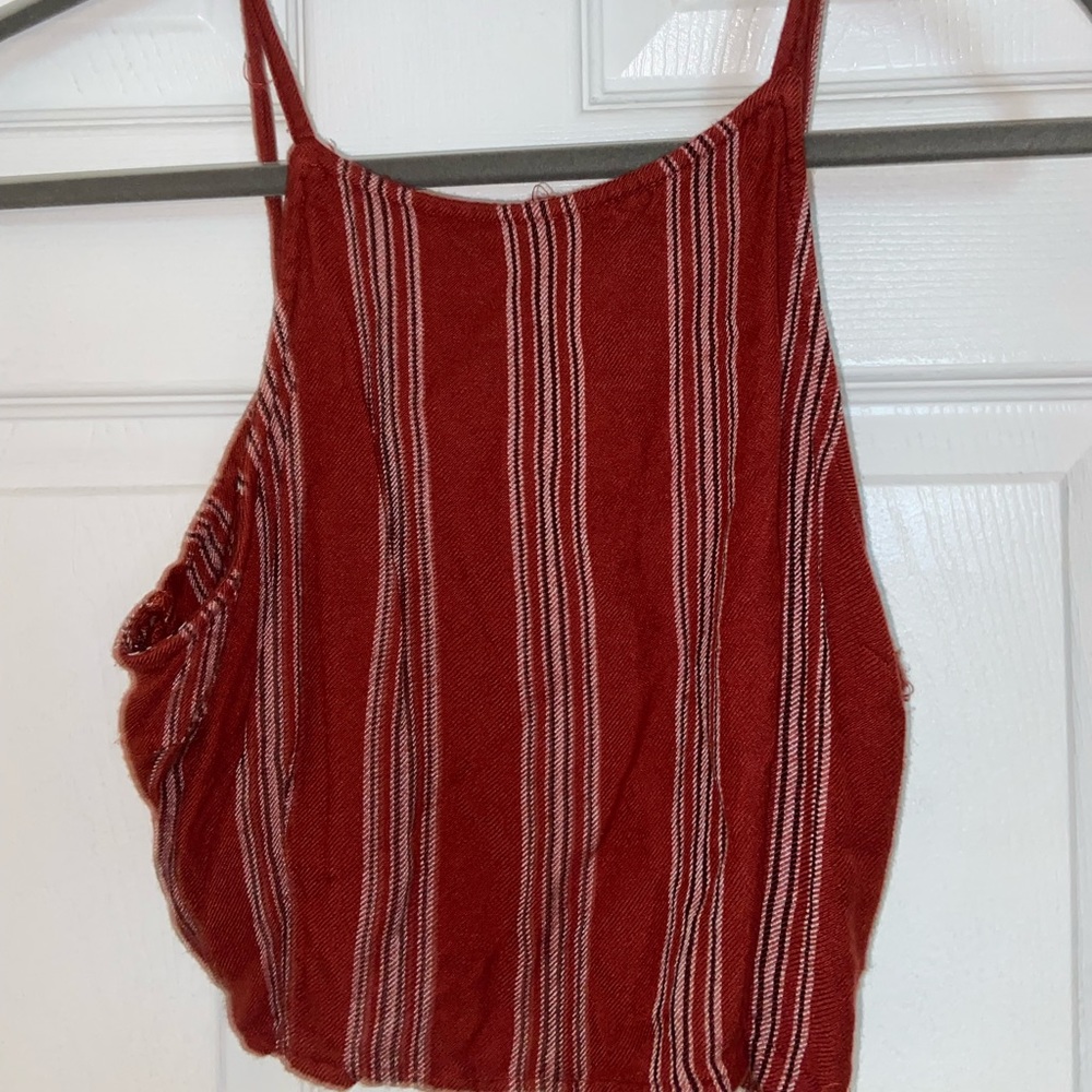 Maroon Halter top Crop Top Stripes